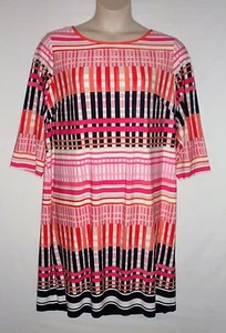 NWT MSRP $139 - ELIZA J Geometric Shift Dress 3/4 Sleeve, Multi-color, PLUS 20W - Picture 1 of 3