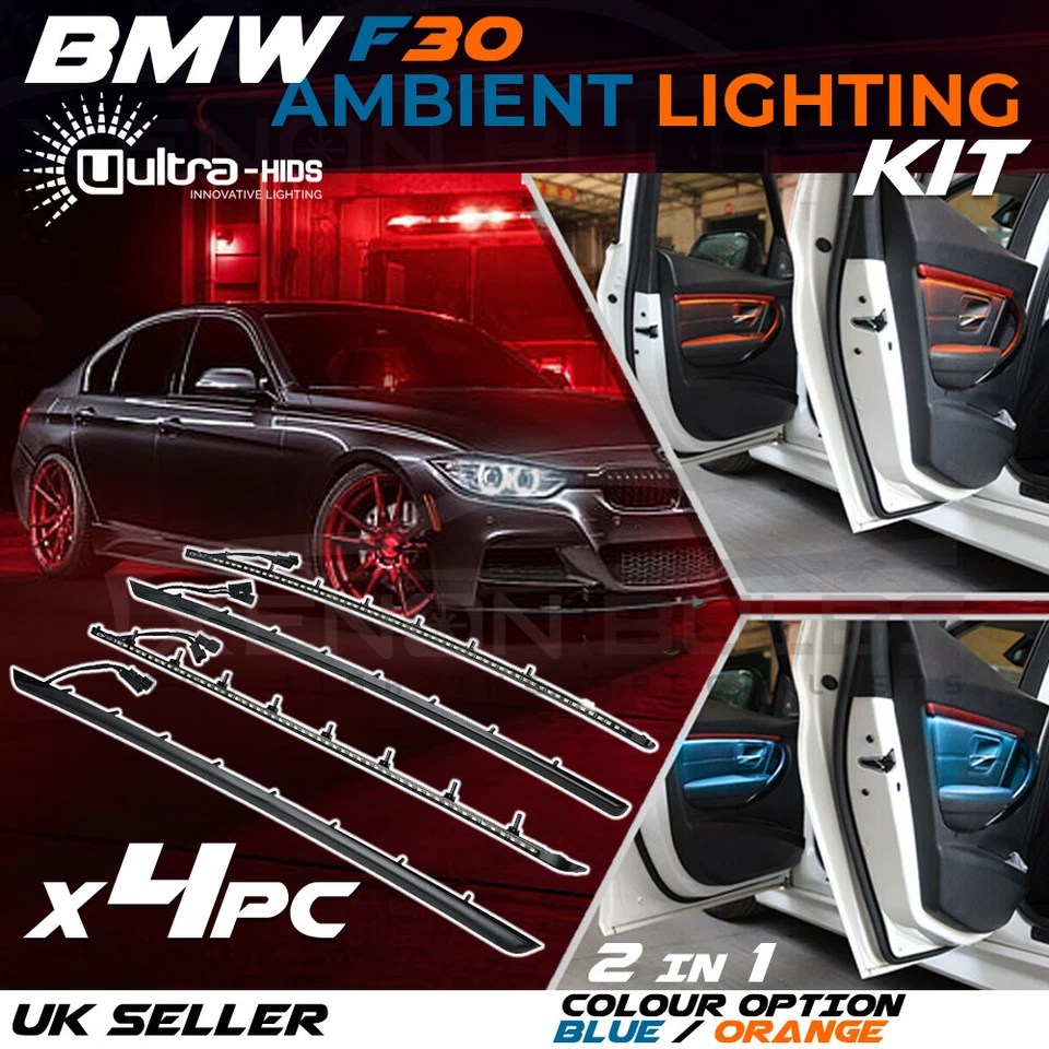 BMW F30 F31 LED AMBIENT INTERIOR CAR DOOR PANEL LIGHT TRIM 60 LEDS PER STRIP - Image 1 of 4