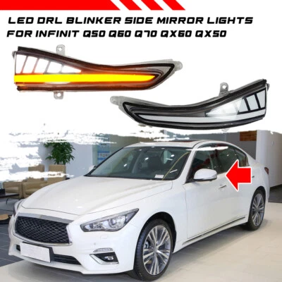 Sequential LED Mirror Turn Signal Light Assembly for Infiniti Q50 Q60 2014-2022 - Image 1 of 4