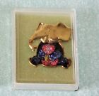 Vintage CLOISONNE' ELEPHANT PIN brooch FIGURAL Kitty Gold-Tone Taiwan New NOS