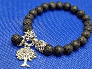 Braccialetto donna pietra lavica con albero della vita cristal nero yoga reiki  - Imagen 1 de 4
