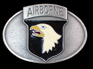 AIRBORNE BELT BUCKLE 101ST AIRBORNE DIVISION VINTAGE 1983 BERGAMOT