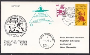 Cubierta de vuelo FCV0252, DLH, Alemania, Frankfurt - Viena, matasellos de avión - Imagen 1 de 2