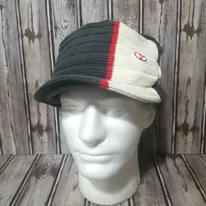 Toyota Knit Cotton Acrylic Visor Beanie Brim Watch Winter Cap Gray White Red - Picture 1 of 9