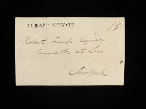 NY ALBANY 1796 BRIEFMARKENLOSER BRIEF GERADER STEMPEL MIT DATUM, GESCHÄFTSINHALT - Bild 1 von 4