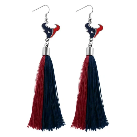 Houston Texans Tassel Earrings NFL Authentic Made by Little Earth New/Bag Cover