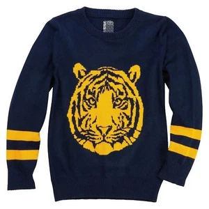 Suéter suéter pulóver claro azul marino con icono tigre naranja sin retiro para niños - talla M, XL - Imagen 1 de 1