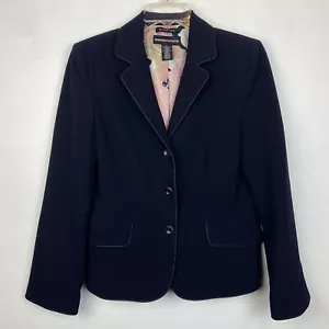 Norton McNaughton Blazer Womens 6 Stretch Navy Blue Floral Lined Preppy Office - Picture 1 of 9