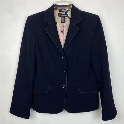 Norton McNaughton Blazer Womens 6 Stretch Navy Blue Floral Lined Preppy Office - Image 1 of 4