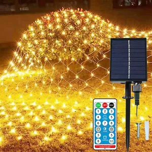Solar LED Lights Net Mesh Fairy String Light Xmas Halloween Party Outdoor Decor - Picture 1 of 12