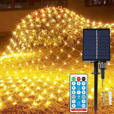Solar LED Lights Net Mesh Fairy String Light Xmas Halloween Party Outdoor Decor - Image 1 of 4
