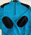 Pull ST CROIX GRAND pull turquoise bleu 1/4 fermeture éclair patchs coude