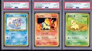 PSA 10 Totodile Cyndaquil Chikorita Japonés Neo Premium Archivo 1 Juego Secuencial - Imagen 1 de 2
