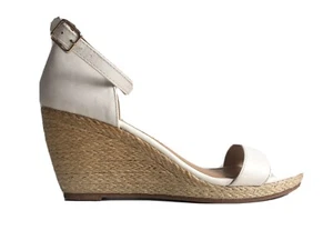 Novo Size 40 Yalamba White Espadrilles Wedge Ankle Strap Buckle Open Toe Heels - Picture 1 of 10