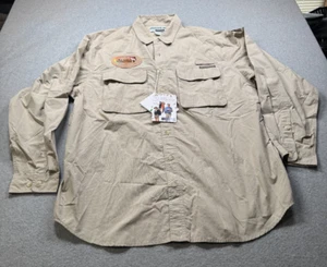 Exofficio Bugs Away Mens Baga L/S Shirt XL Khaki Alaskan Rainbow Lodge on Front - Picture 1 of 10