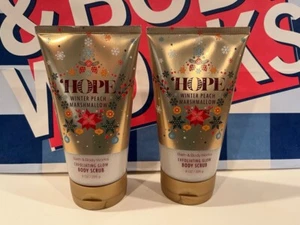 Bath & Body Works HOPE WINTER PEACH MARSHMALLOW Body Scrub Lot of 2 NEW - Picture 1 of 2