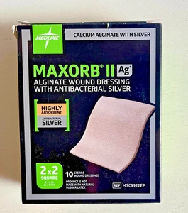10 Maxorb II Alginate Silver Wound Dressing , 2" x 2", 1 box EXIPRED SEP 2023 - Picture 1 of 2