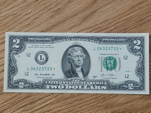 2013 $2 "STAR NOTE" SAN FRANCISCO L04323733* UNC/GEM 1 OF 3 CONS SERIAL NUMBERS - Picture 1 of 5