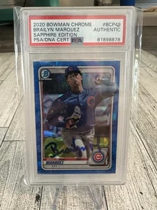 Brailyn Marquez 2020 Bowman Chrome Sapphire Signed Auto Cubs PSA DNA - Picture 1 of 1