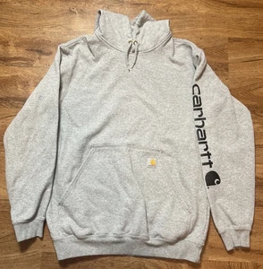 Carhartt Hoodie Mens Medium Gray Loose Fit Pullover Sweatshirt Workwear - Picture 1 of 5