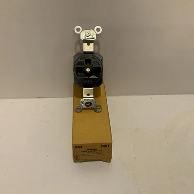 Vintage Hubbell 5461 Single Receptacle 3 wire 20a 250v Brown - NOS Made In USA - Image 1 of 4