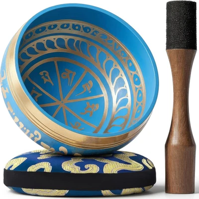 Cloche Tibétaine en Bronze Mantra Silent Mind, Yoga Et Méditation Design Unique - Photo 1/4