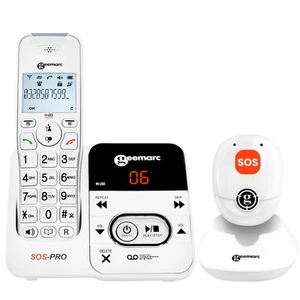 Geemarc Téléphone Fixe Senior Sans Fil Amplifié avec Médaillon SOS Répondeur - Zdjęcie 1 z 5