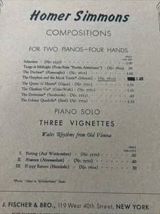 Composiciones de Homer Simmons para dos pianos cuatro manos el grifo y la tortuga falsa - Imagen 1 de 3