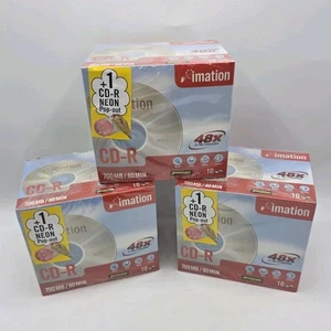 X3 Packs Imation CD-R DISCS - 10 Pack -  700MB/80MIN 52X - New Sealed - Afbeelding 1 van 3