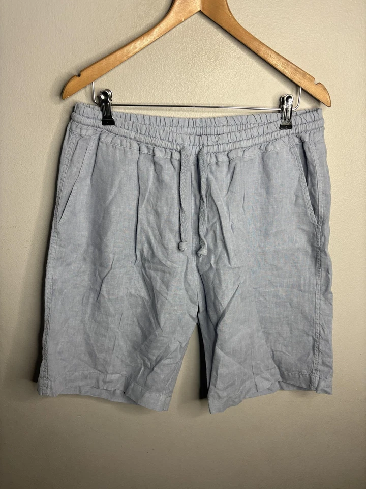 Fedeli Shorts Mens XL Light Blue Linen Made in Italy Elastic Waist Drawstring - Image 1 of 4