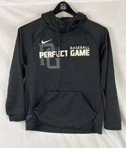 Nike Hoodie Sz M Black White Swoosh Perfect Game Baseball Mens Pullover DRI-Fit - Picture 1 of 6
