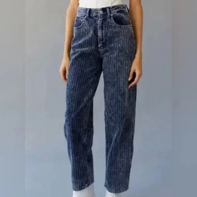 NOVA Calça Jeans Urban Outfitters BDG Cintura Alta Veludo Baggy Perna Larga Azul 25 - Imagem 1 de 4