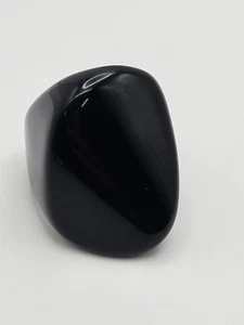 Vintage Retro Lucite Plastic Black Chunky Ring Size 7 - Picture 1 of 10