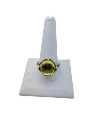 Judith Ripka 纯银 CZ 圆形黄色宝石鸡尾酒戒指 尺寸 11 — 第 1/4 张图片