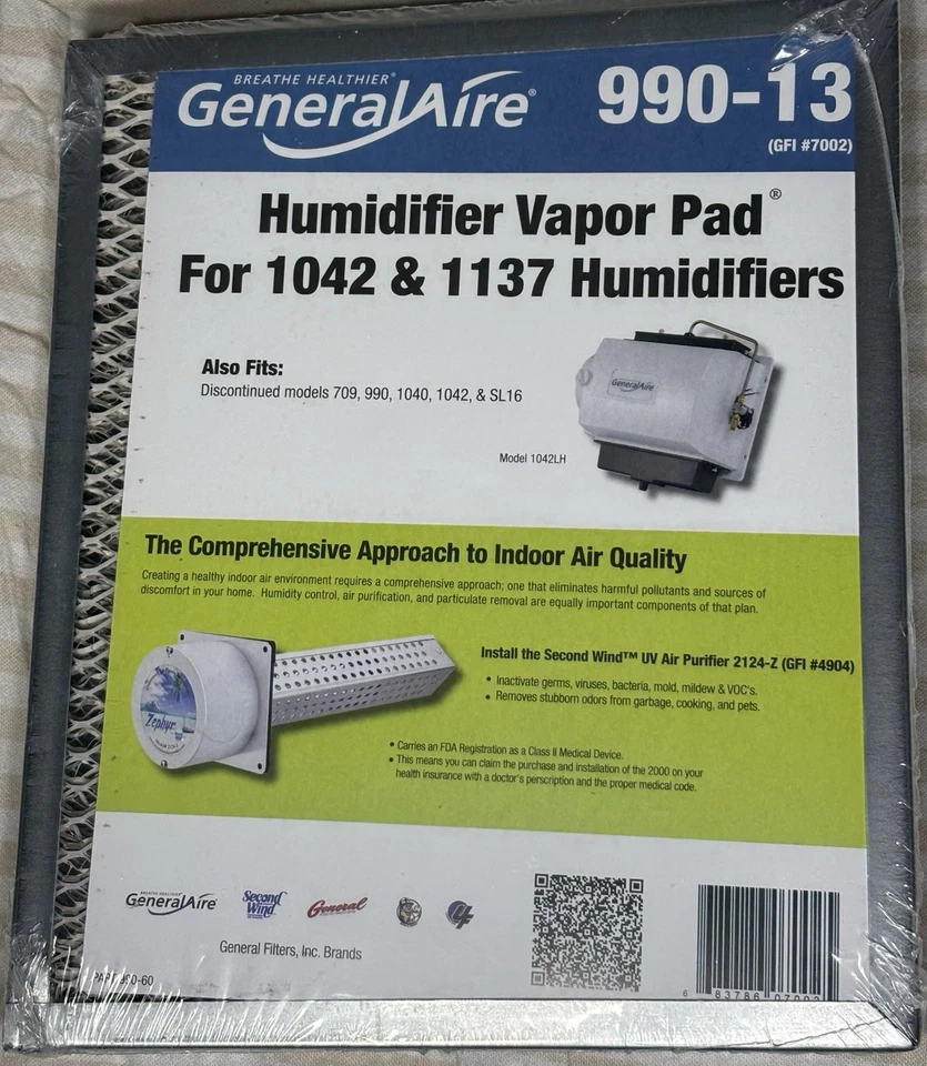 GeneralAire 990-13 Humidifier Vapor Pad for 1042 & 1137 Models New Sealed - Image 1 of 4