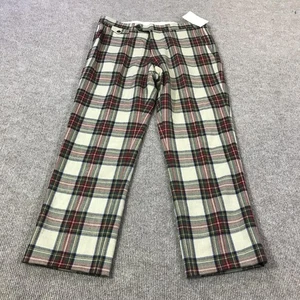 Brooks Brothers Pants Mens 33x32 Beige Tartan Plaid Wool Dress Trousers Classic - Picture 1 of 13