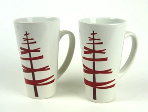 Tazze di Natale Starbucks 2012 DUE (2) alte 16 oz bianche con albero tavola rossa senza patatine - Foto 1 di 6