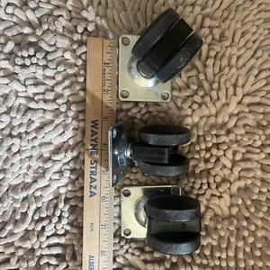 Set Of 3 Swivel Plastic Casters 1.5” Wheels With Metal Base 2” X 2.5” - Picture 1 of 3