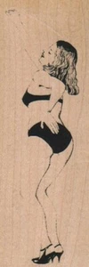 Bummer Lady 1 1/2 x 4 1/4" Rubber Stamp, Woman Stamp, Lady Stamp - Picture 1 of 1