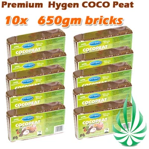 10x Coir-Peat Brick 650g Hygen Hydroponics Pure Coco Husk Low Salt Clear Medium - Picture 1 of 1