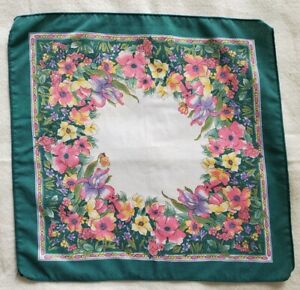 "Serviette en tissu floral vert rose violet fleur bandana 100 % coton 17,5" x 17"