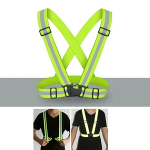 High Visibility Suspenders Reflective Harness Belt Strap Traffic Sash Neon Green - Picture 1 of 2