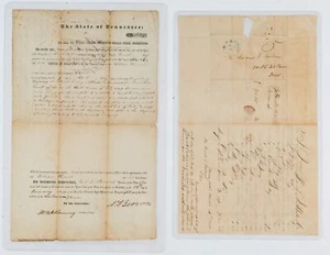 Lot of 2 1847-1850 TENNESSEE Signed Documents, Gov. Brown & Memphis TN Company - Picture 1 of 4