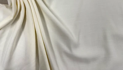 Linen Look Lead weighted Muslin Voile Curtain Fabric 300cm Wide  Voile IVORY - Image 1 of 4