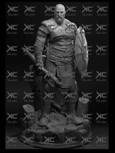 Kratos 3D Printed Figure, God of War Collectible Statue, Unpainted - Picture 1 of 2