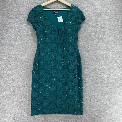 Nuevo Vestido Conectado Mujer 12 Azul Floral Crochet Funda Midi Cuello en V Manga Corta Foto 1 de 4