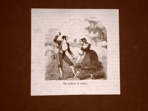 Incisione di Gustave Dorè del 1874 Moda costume Cachuca Teatro Spagna Davillier - Bild 1 von 1