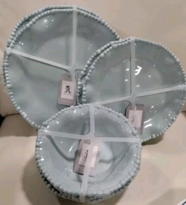 Rachel Ashwell 12 piezas PLATOS DE ENSALADA DE PERLAS FESTONEADAS CUENCOS Azul Melamina NUEVO - Imagen 1 de 22