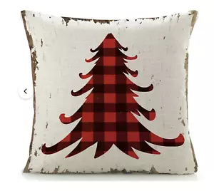 Set of 2 Buffalo Plaid Lodge Cabin Rustic Decor Tree Pillow & Insert W18-PL18038 - Picture 1 of 2