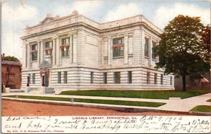 Lincoln Library Springfield ILLINOIS UNGETEILTE RÜCKSEITE POSTKARTE D6 - Bild 1 von 2